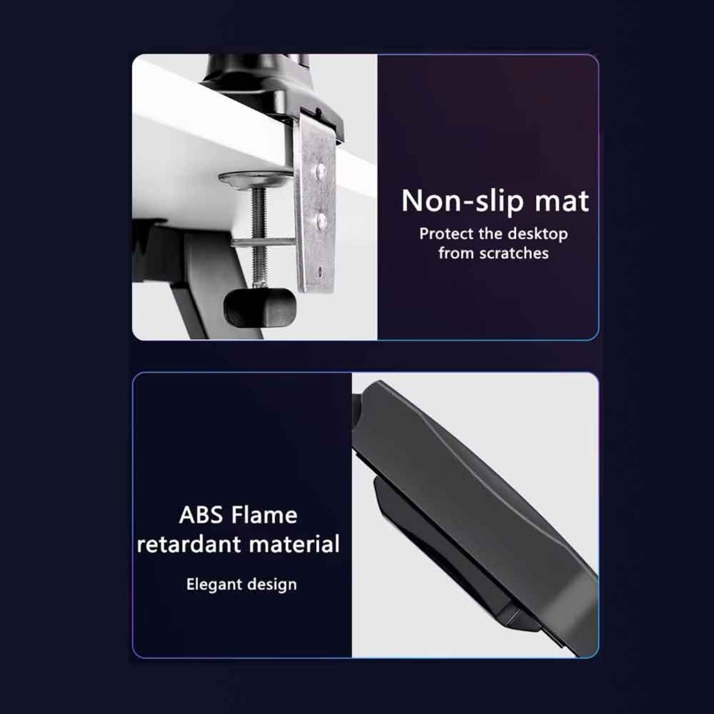 Monitor Arm Non-Slip Base ABS Flame Retardant Material Desk Clamp UAE
