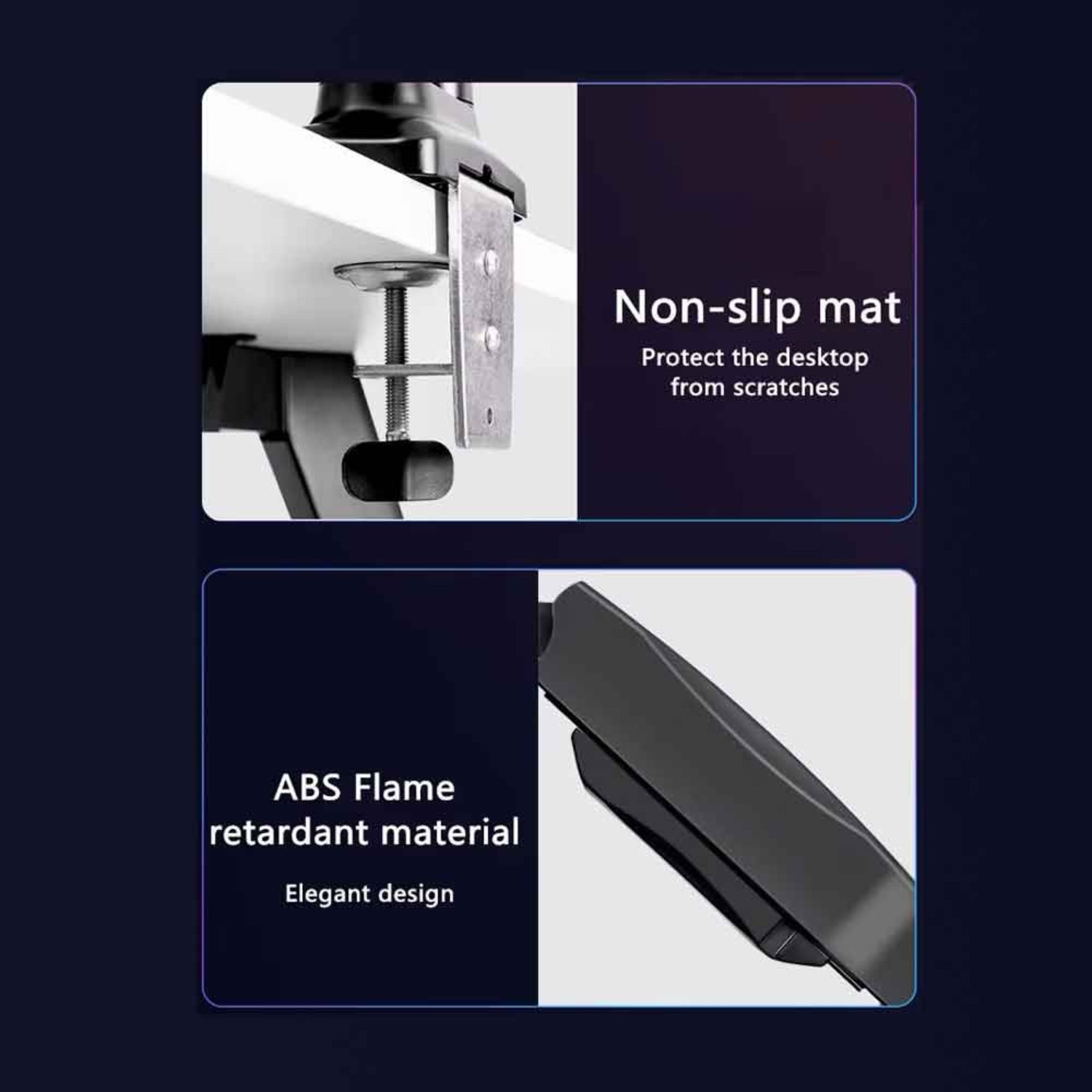 Monitor Arm Non-Slip Base ABS Flame Retardant Material Desk Clamp UAE