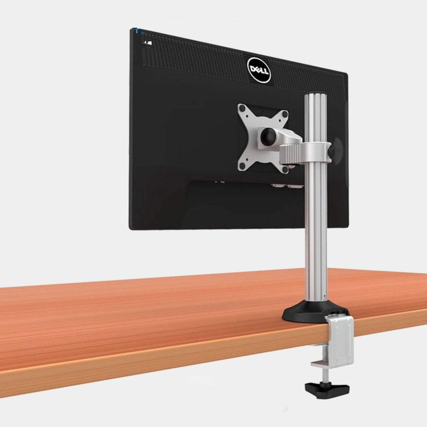 Monitor desk mount showing C-clamp installation and VESA 75x75 100x100 compatibility - TechnoMounts UAE