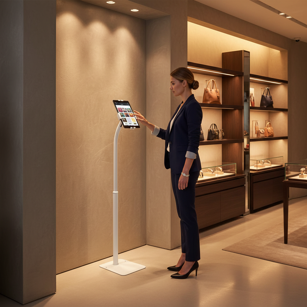 Premium Retail Display with Highlighted Stand and Customer