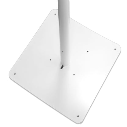 Professional iPad kiosk stand with elegant white powder-coated finish ideal for retail stores hotels and offices