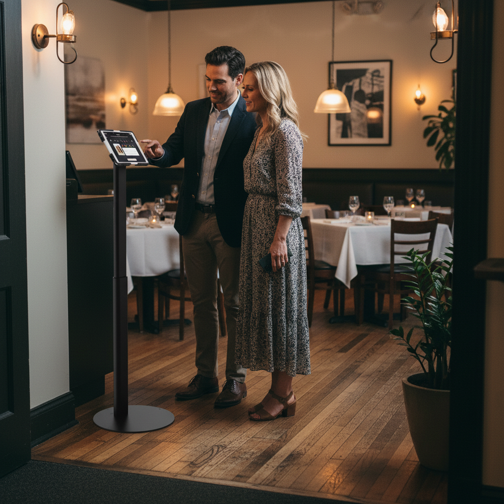 Realistic restaurant black stand