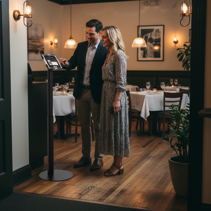 Realistic restaurant black stand