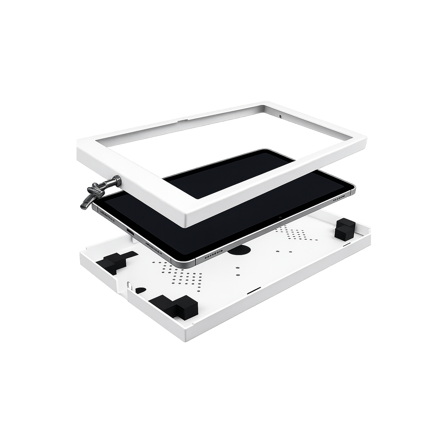 TechnoMounts Anti-Theft Tablet Enclosure for Samsung Galaxy Tab S8 Ultra, S9 Ultra, S10 Ultra & S11 Ultra 14.6" – Lockable Metal Kiosk Case, Portrait & Landscape Mounting, Cable Management, POS, Retail Display