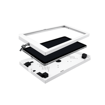 TechnoMounts Anti-Theft Tablet Enclosure for Samsung Galaxy Tab S8 Ultra, S9 Ultra, S10 Ultra & S11 Ultra 14.6" – Lockable Metal Kiosk Case, Portrait & Landscape Mounting, Cable Management, POS, Retail Display
