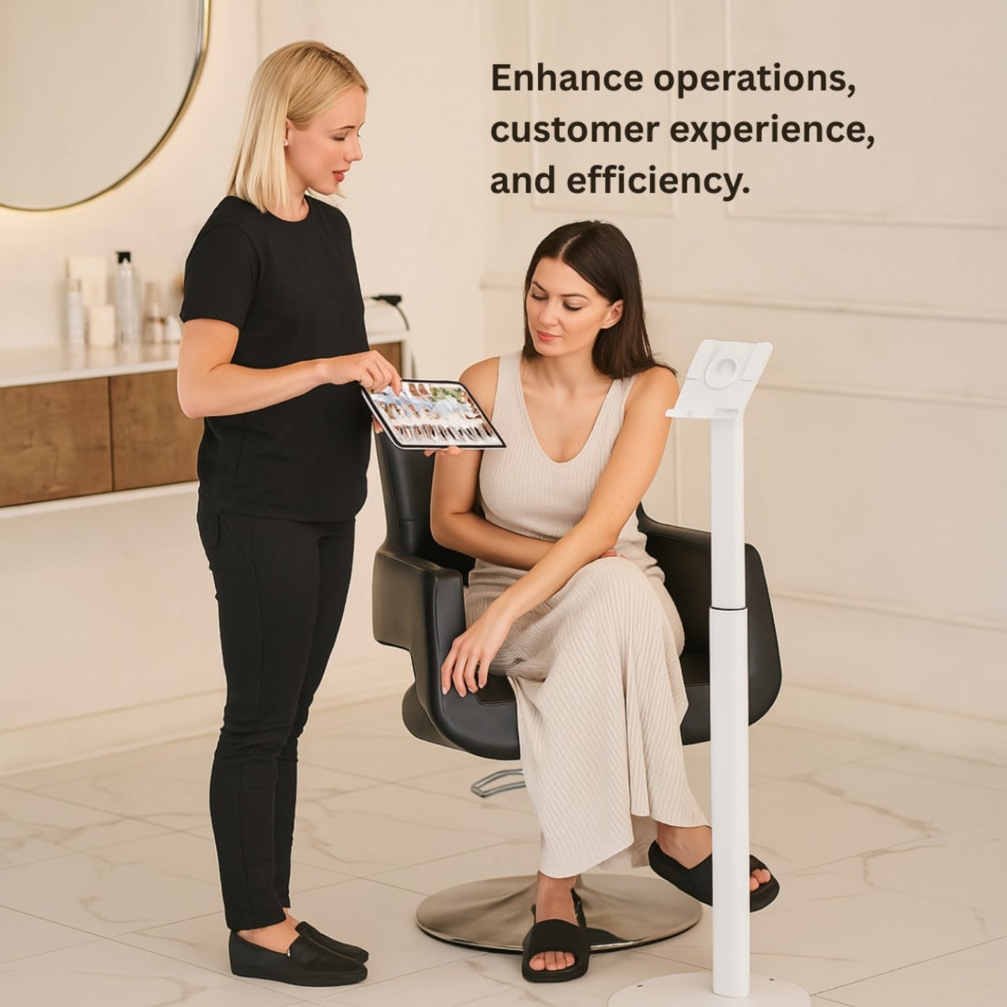 Tablet Floor Mount Stand for POS Systems - Universal Compatibility 9.7-14 inch - TechnoMounts UAE