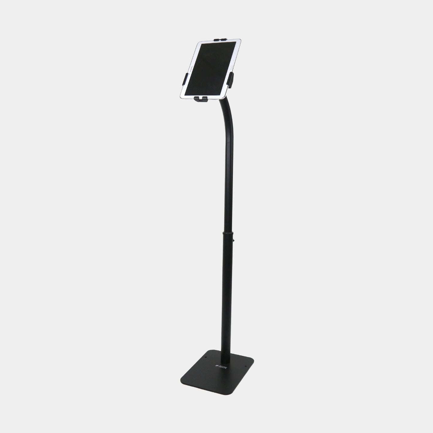 Black version of TechnoMounts adjustable anti-theft tablet floor stand