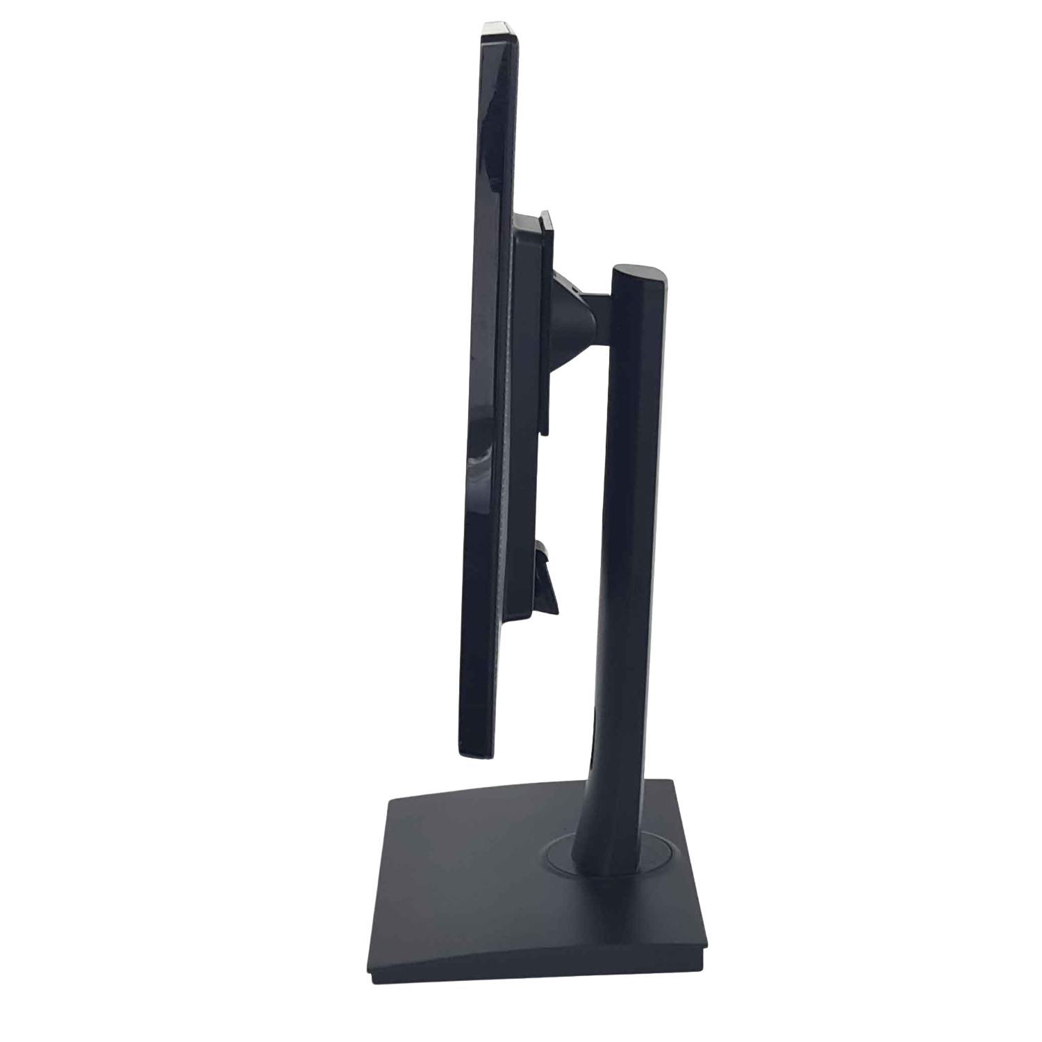 Black monitor stand on a white background