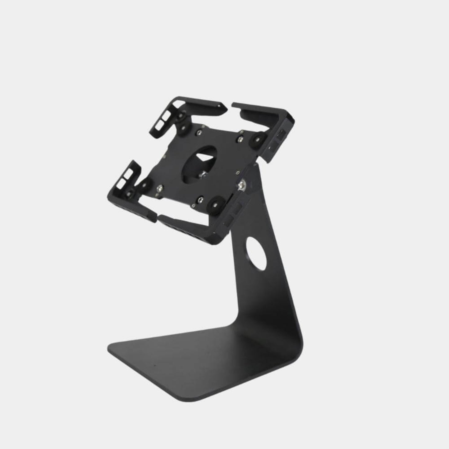 Adjustable metal tablet stand with VESA 75×75 mm mounting compatibility