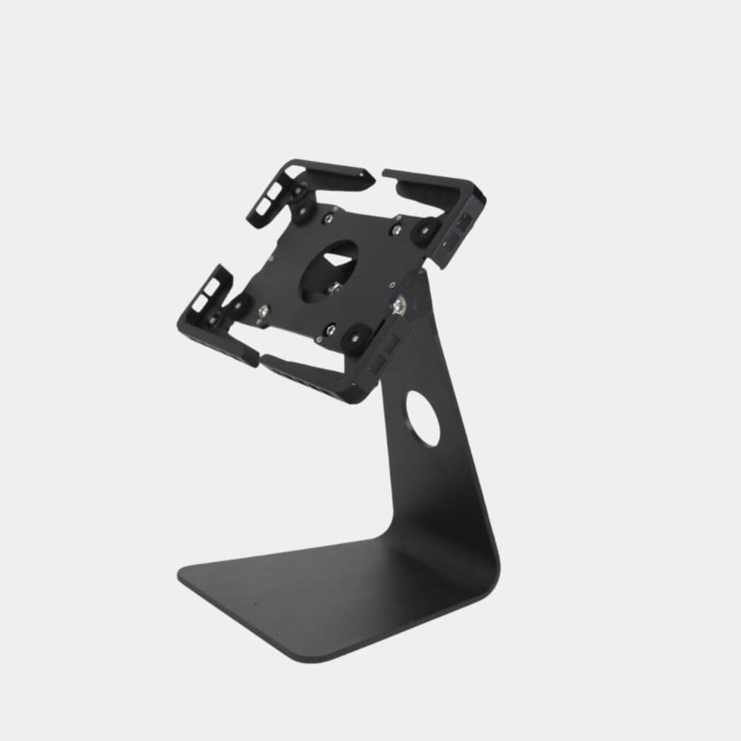 Adjustable metal tablet stand with VESA 75×75 mm mounting compatibility