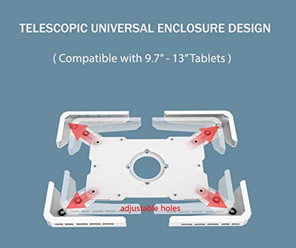 Anti-Theft Height Adjustable Tablet Stand with Universal Enclosure for tablets size from 9.7" to 13"