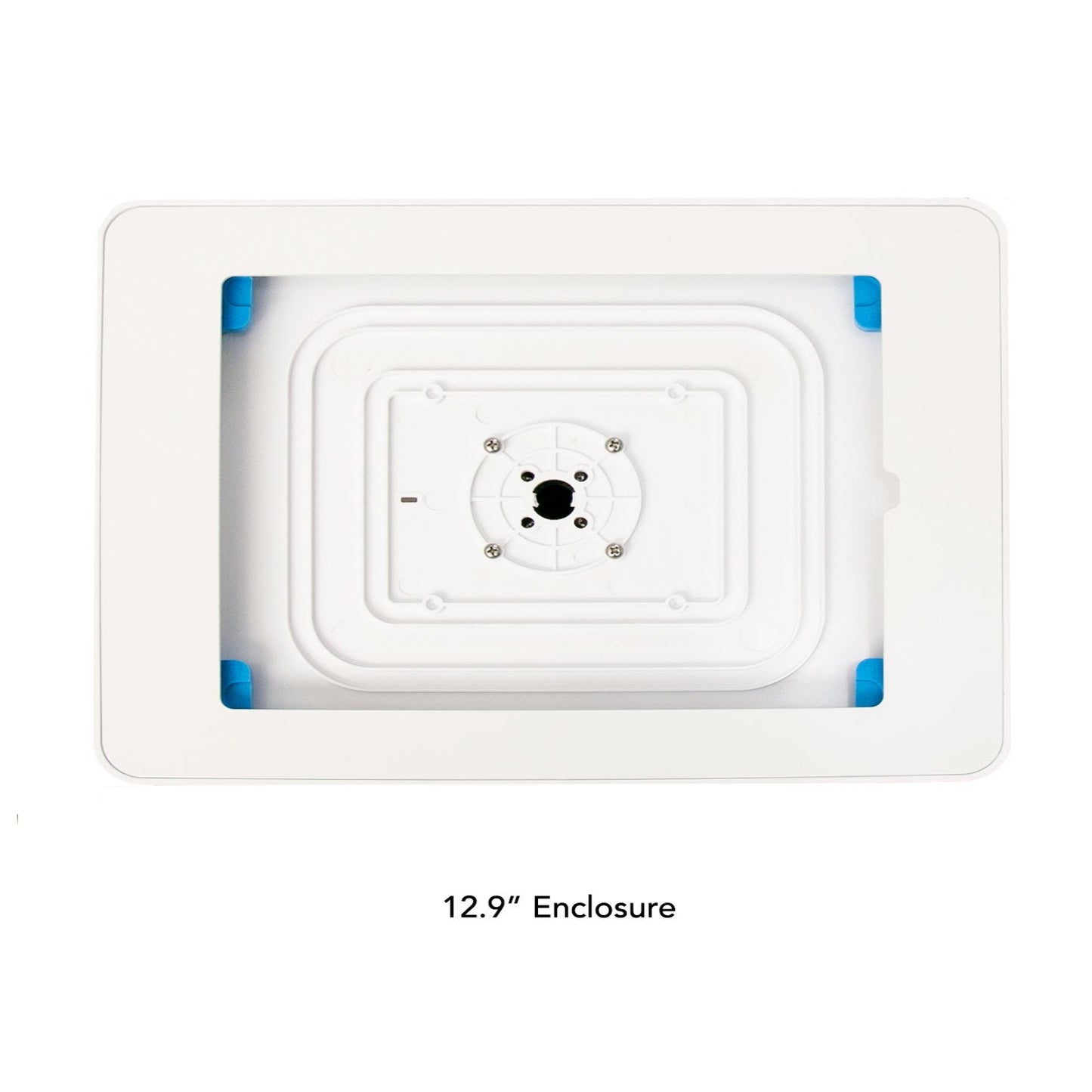 Anti-theft tablet enclosure for iPad Pro 13 inch with lockable mount and integrated cable routing for secure installations