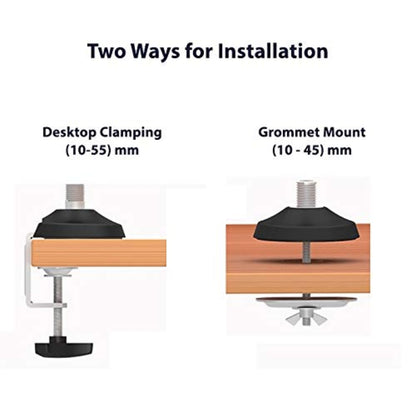 Monitor mount demonstrating full tilt swivel and rotation features for optimal viewing angles and ergonomic positioning