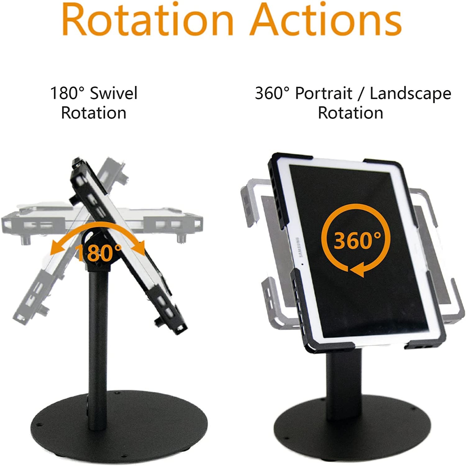 Universal Tablet Holder with 360° Rotation and 180° Swivel - Secure Desktop Mount for iPad and Android Tablets