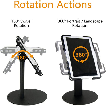 Universal Tablet Holder with 360° Rotation and 180° Swivel - Secure Desktop Mount for iPad and Android Tablets